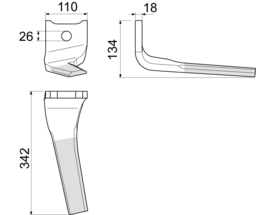 Pöttinger Kreiseleggen Schnellwechselzinke DURASTAR (L) 18x342 mm